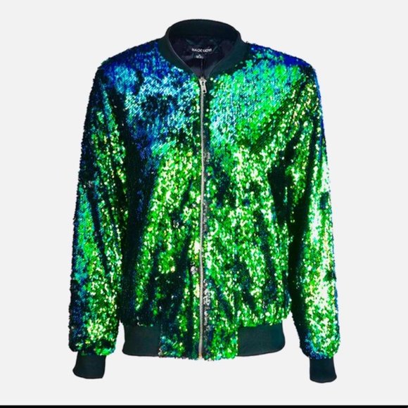 HAODUOYI Sparkle Mermaid Sequin Bomber Jacket XXL (Large) Mardi Gras - Picture 6 of 6